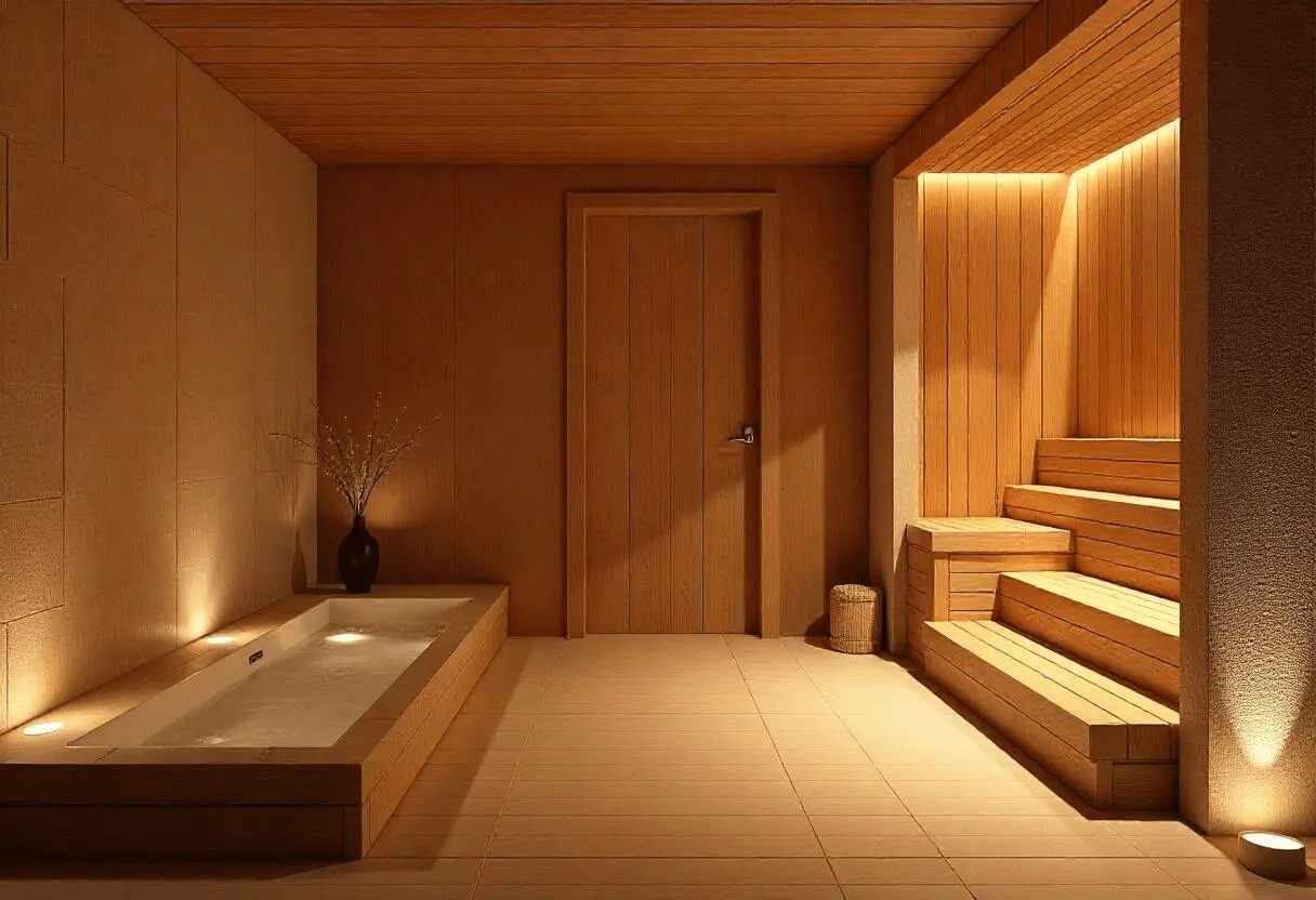 Luxury indoor home spa and wooden sauna build in Charleston SC
