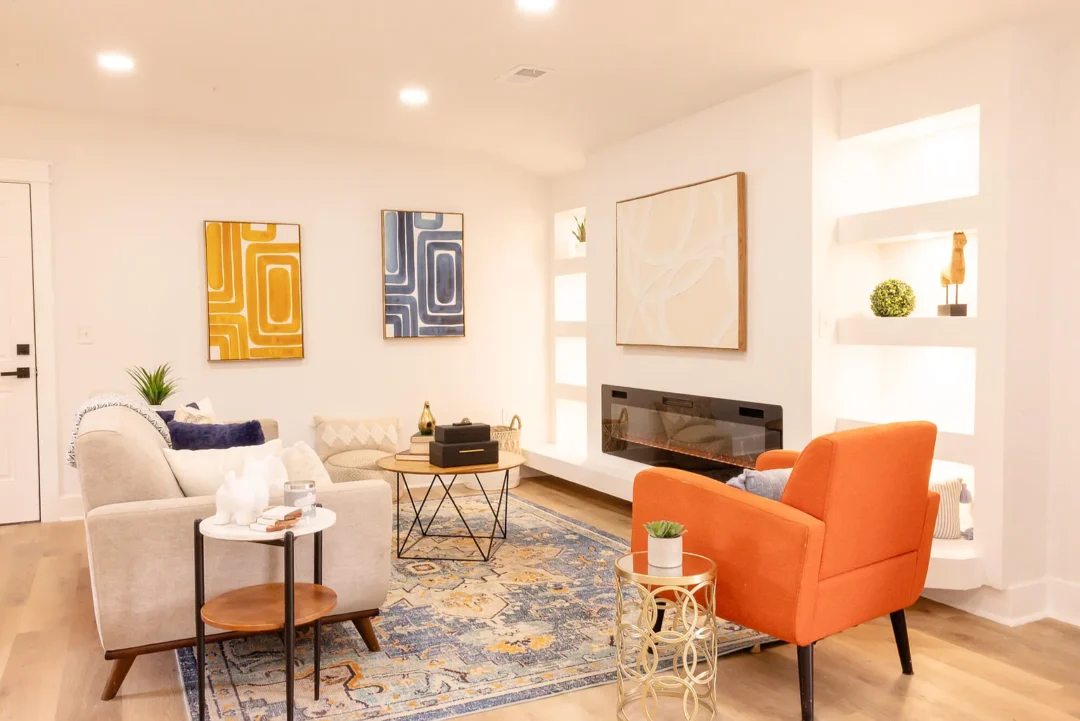 Modern Open-Concept Living with Statement Lighting